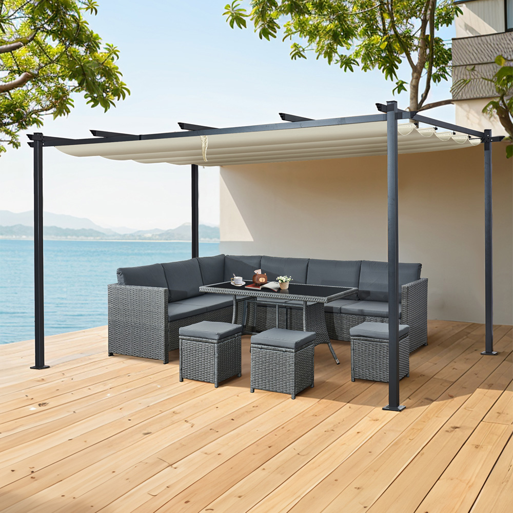 Oseasons Acorn 4 x 3m Creamy White Rectangular Pergola Image 1