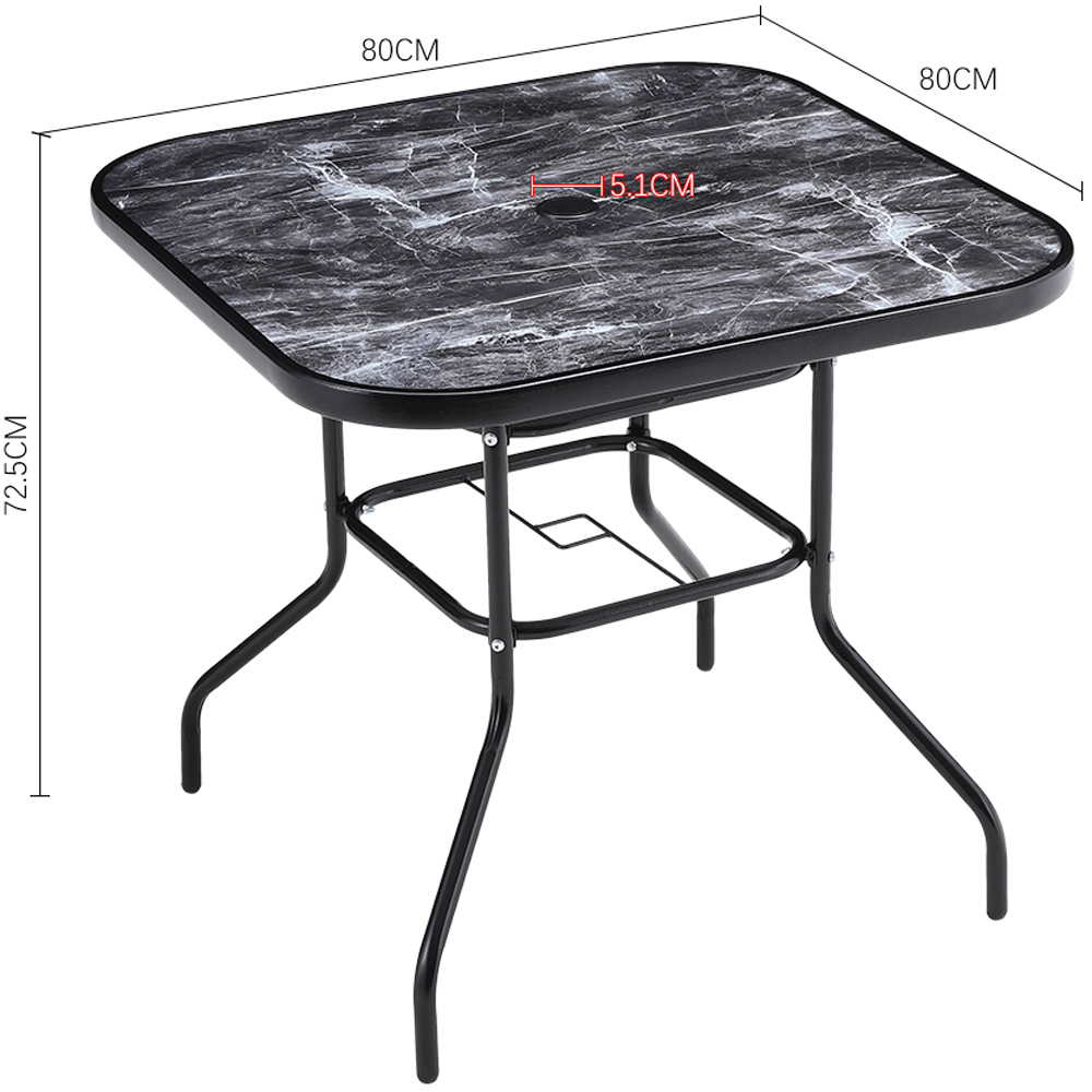 Living and Home Wicker 4 Seater Black Marble Square Dining Set Image 9