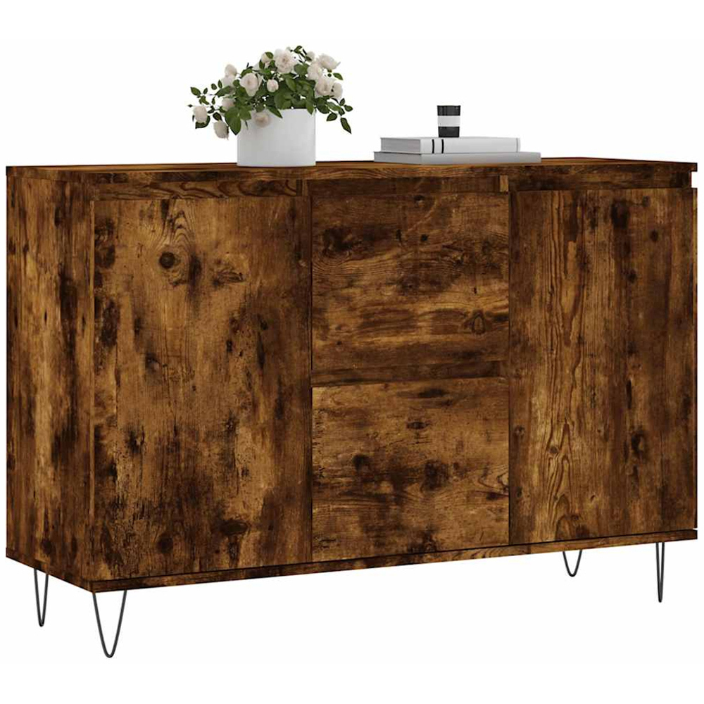 vidaXL 2 Door 2 Drawer Smoked Oak Sideboard Image 3