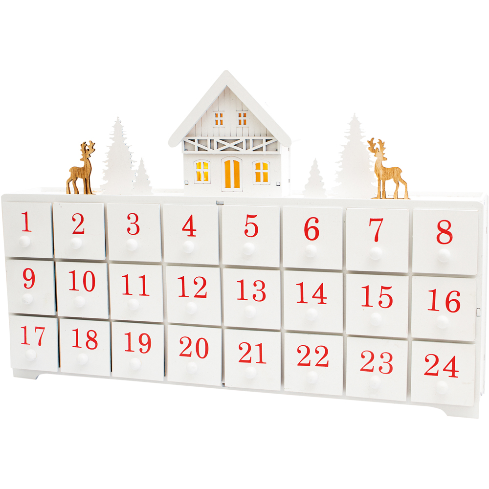 St Helens White Christmas Wooden Advent Calendar Image 1