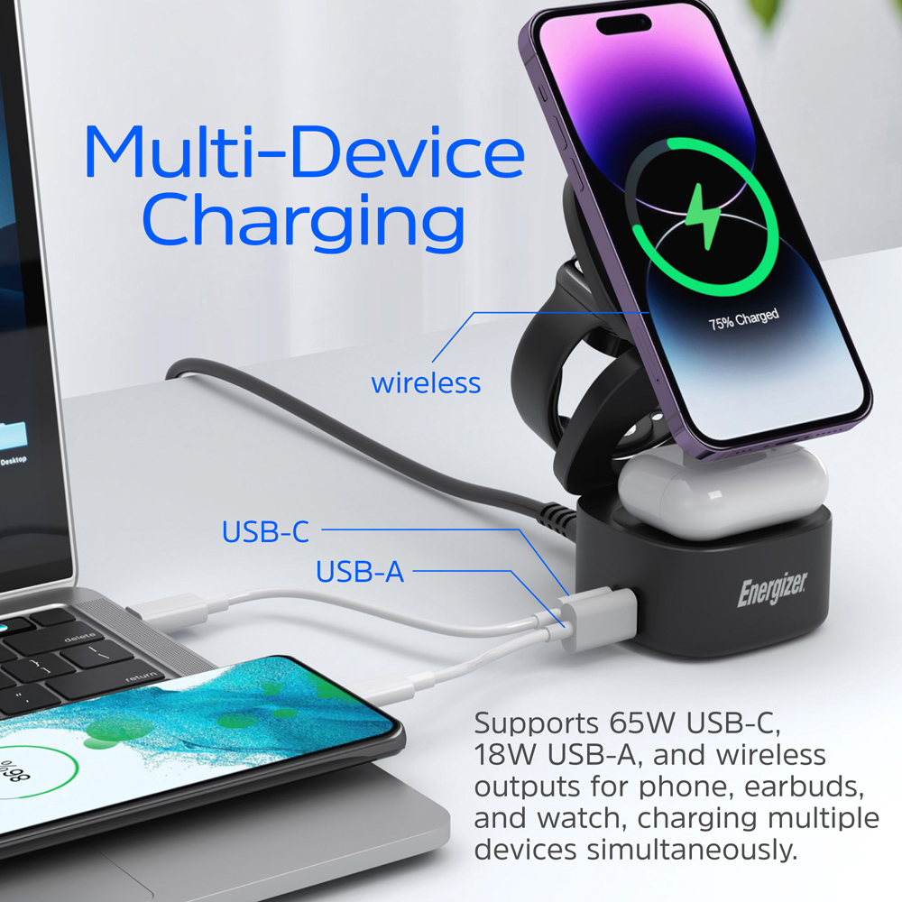 Energizer 5-in-1 Black QI Wireless Charging Stand with Dock 15W Image 5