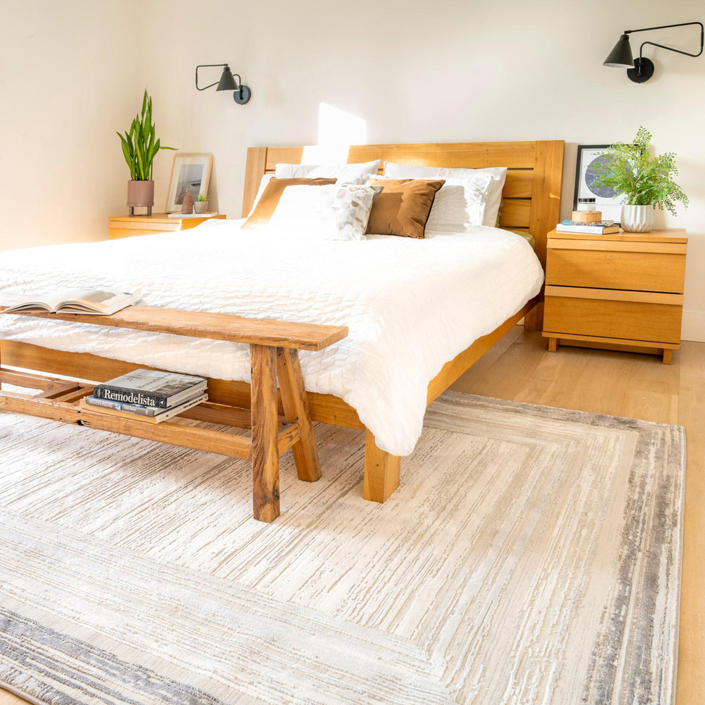 Kukoon Hatton Libby Greige Bordered Rug 160 x 230cm Image 1