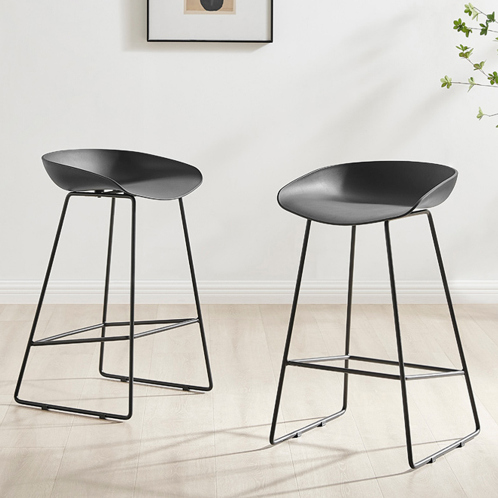 Furniturebox Harding Black Bar Stool Set of 2 Image 1