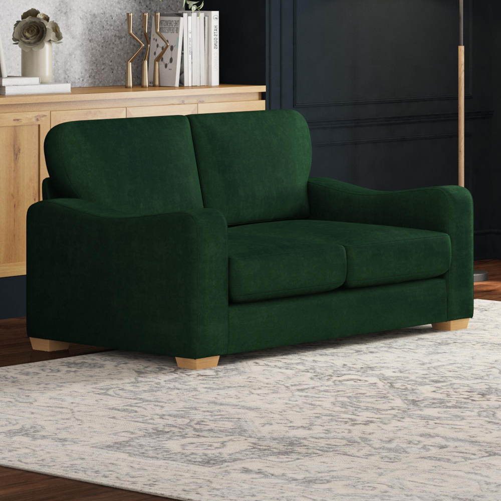 Theadford 2 Seater Forest Green Plush Velvet Fixed Back Sofa Image 5