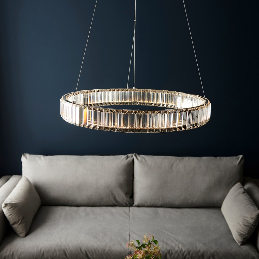 Merano Foggia Chrome Plate Crystal Pendant Ceiling Lamp Image 7