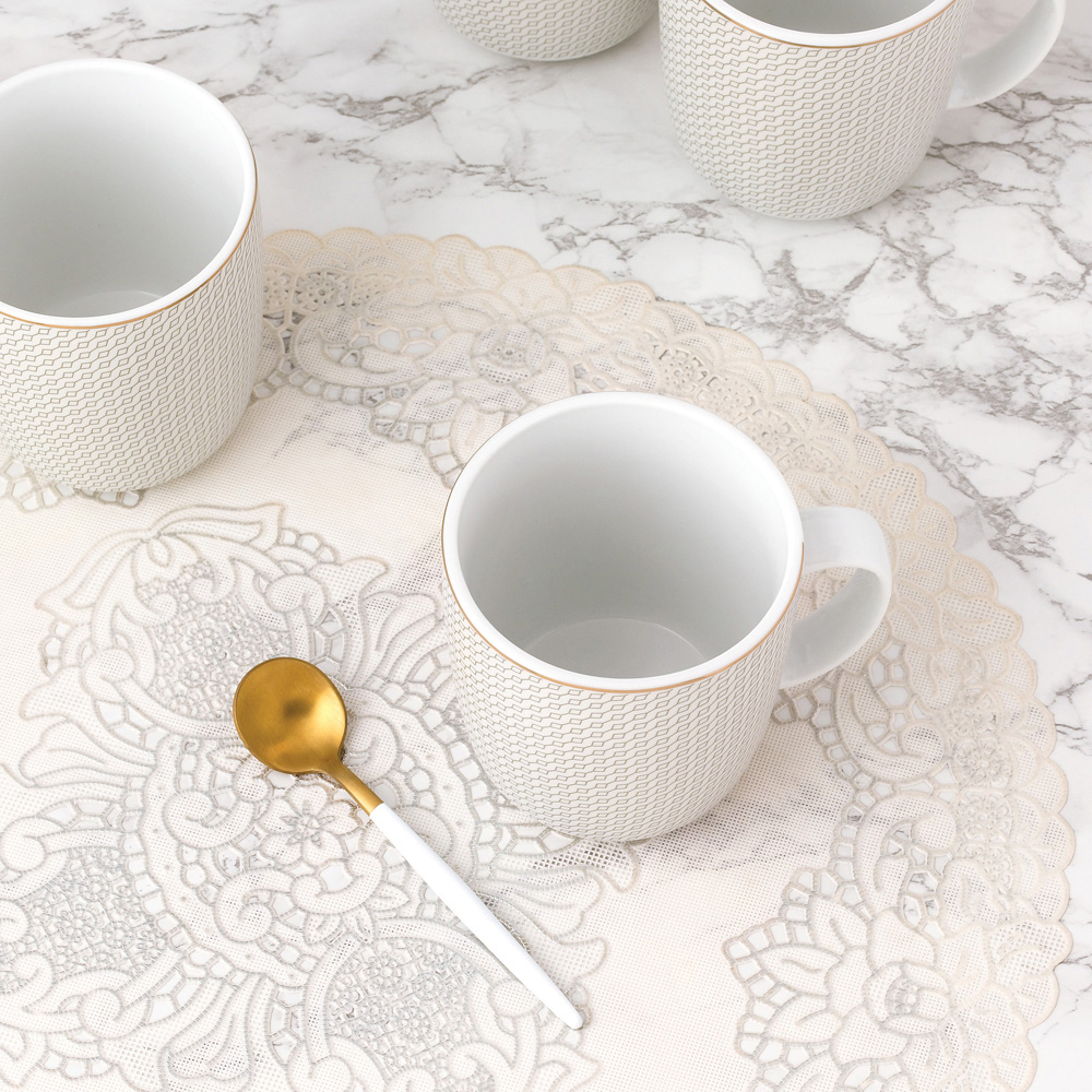 Waterside Premium Diamond and Gold Porcelain Mug Set with Goldline 4 Pack Image 5