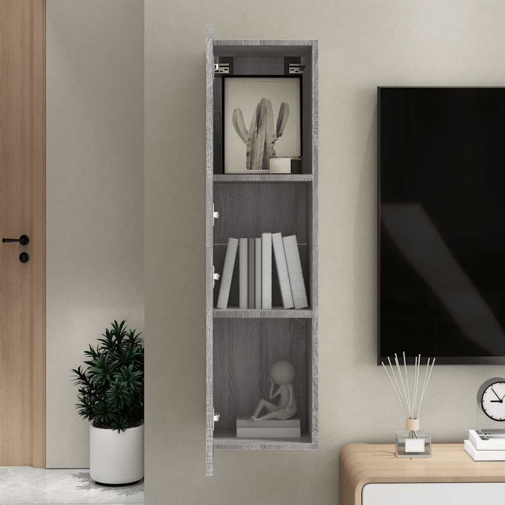 vidaXL Single Door Grey Sonoma Wall Mounted TV Cabinet Image 6