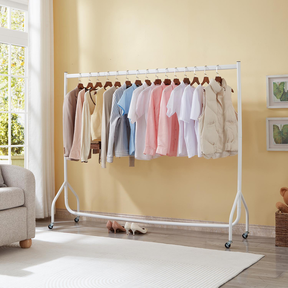 House Of Home White Heavy Duty Clothes Rail 6ft Image 2