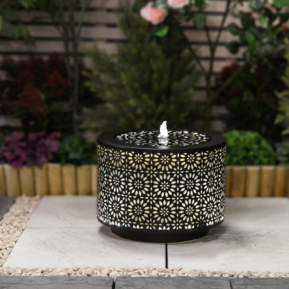Garden Gear Mosaic Lantern Effect Metal LED Water Feature with Silhouette Effect Image 2