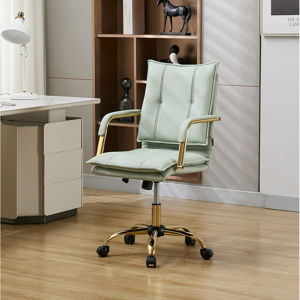 Living and Home Light Green PU Leather Height Adjustable Vintage Swivel Office Chair Image 8