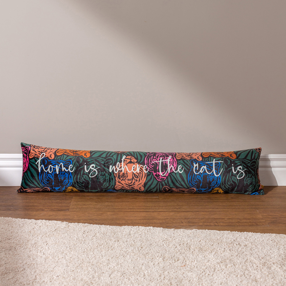furn. Multicolour Green Home Message Velvet Draught Excluder for Cats Image 2