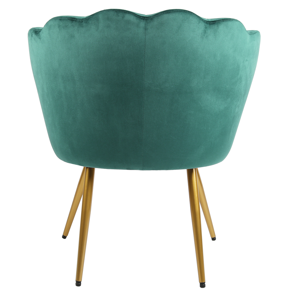 Flora Petal Back Accent Tub Chair Velvet Upholstery - Green Image 5
