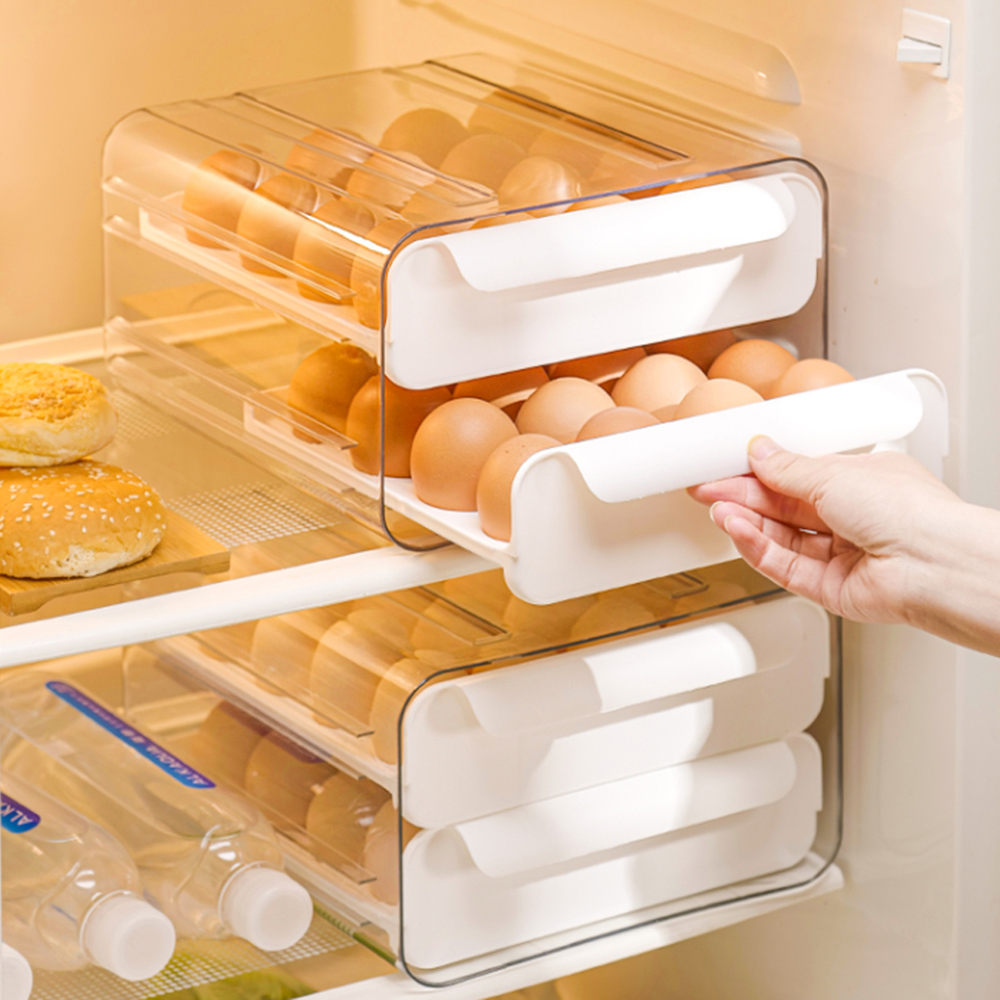 Living and Home 2 Tier White Transparent Egg Storage Box Image 5