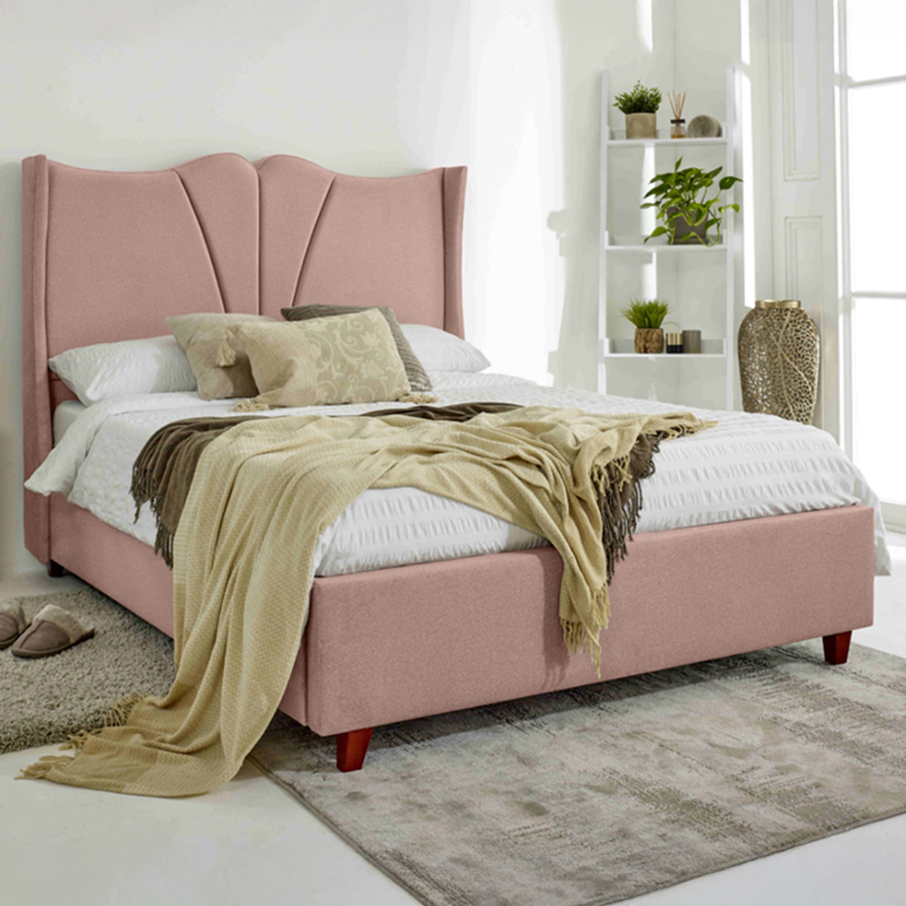 Eleganza Florentine Single Pink Arlington Fabric Bed Frame with Winged Headboard Image 1