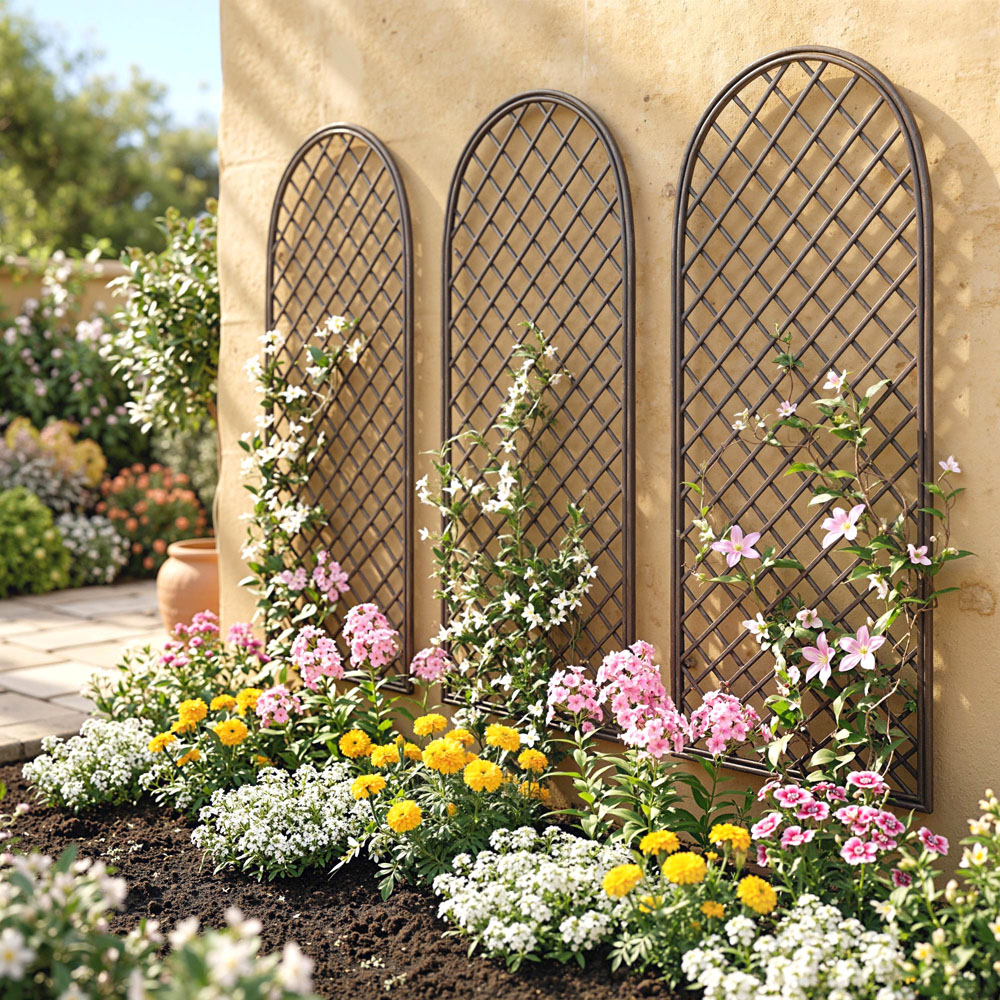 Outsunny 4 x 1ft Natural Wicker Garden Arch Trellis with Dome Top Set of 3 Image 4