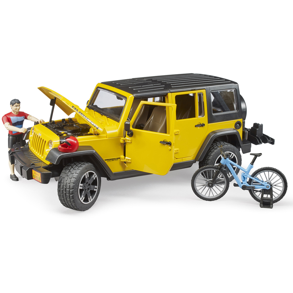Bruder Kids Jeep Wrangler Unlimited Rubicon with Mountain Bike and Cyclist Playset Model Image 7