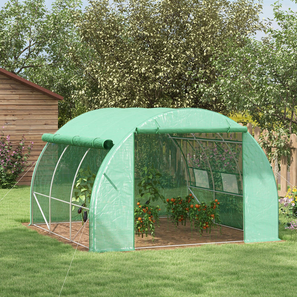 Outsunny Green Plastic 10 x 10ft Polytunnel Greenhouse Image 2