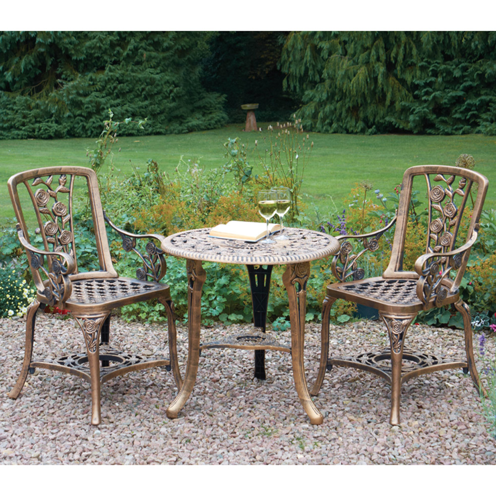 Greenhurst 2 Seater Rose Bronze Armchair Bistro Set Image 3