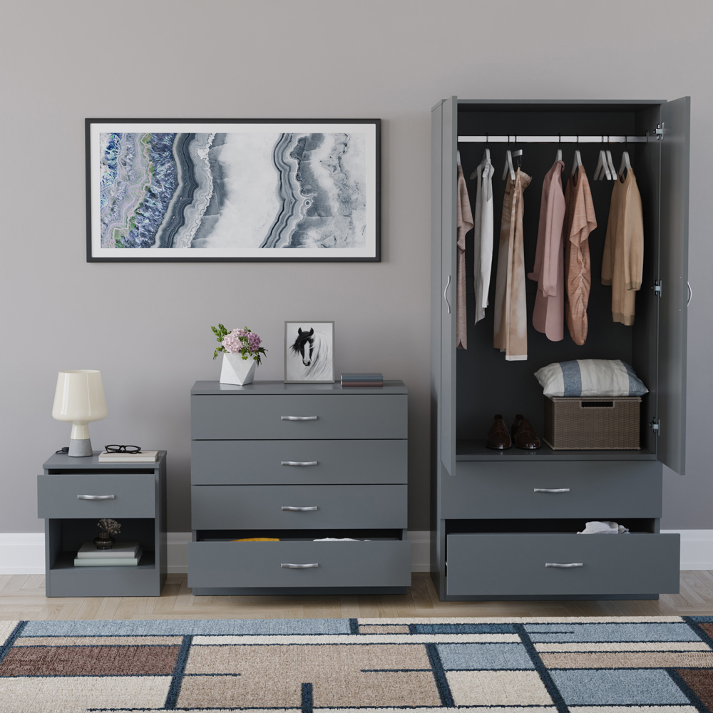 VIDA DESIGNS Riano Grey 3 Piece Bedroom Furniture Set Image 3