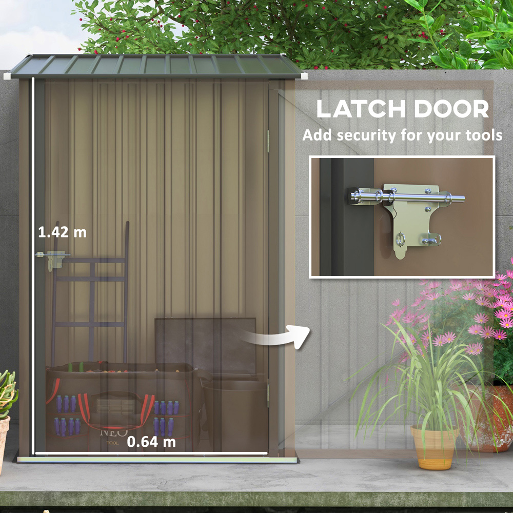 Outsunny 3.1 x 3.2ft Brown Metal Garden Storage Shed with Lockable Door Image 7