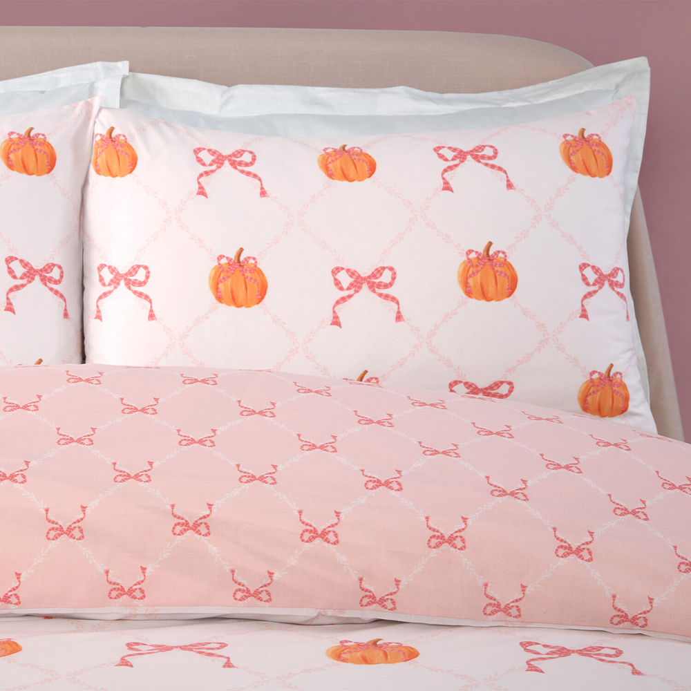 Pretty Bow Pumpkins Duvet Set Blush King Image 3