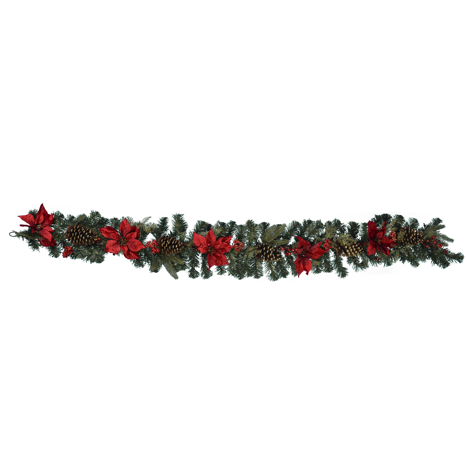 Poinsettia and Pinecone Garland 180cm Image