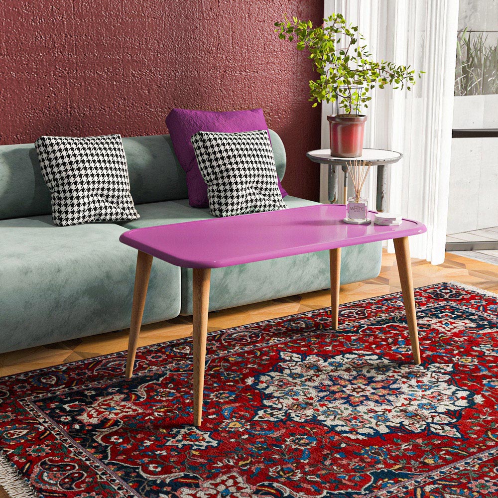 Decorotika Bohemia Murdum Coffee Table with Solid Wood Legs Image 6