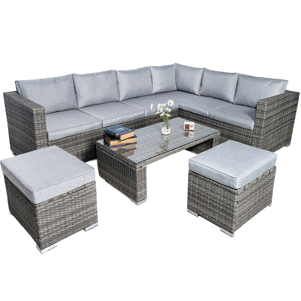 RayGar Vancouver 7 Seater Rattan Garden Corner Lounge Set Image 2