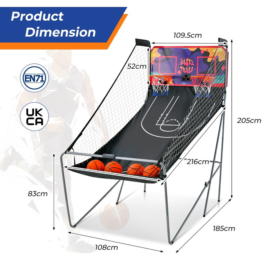 Costway Purple Foldable Basketball Arcade Game Image 9