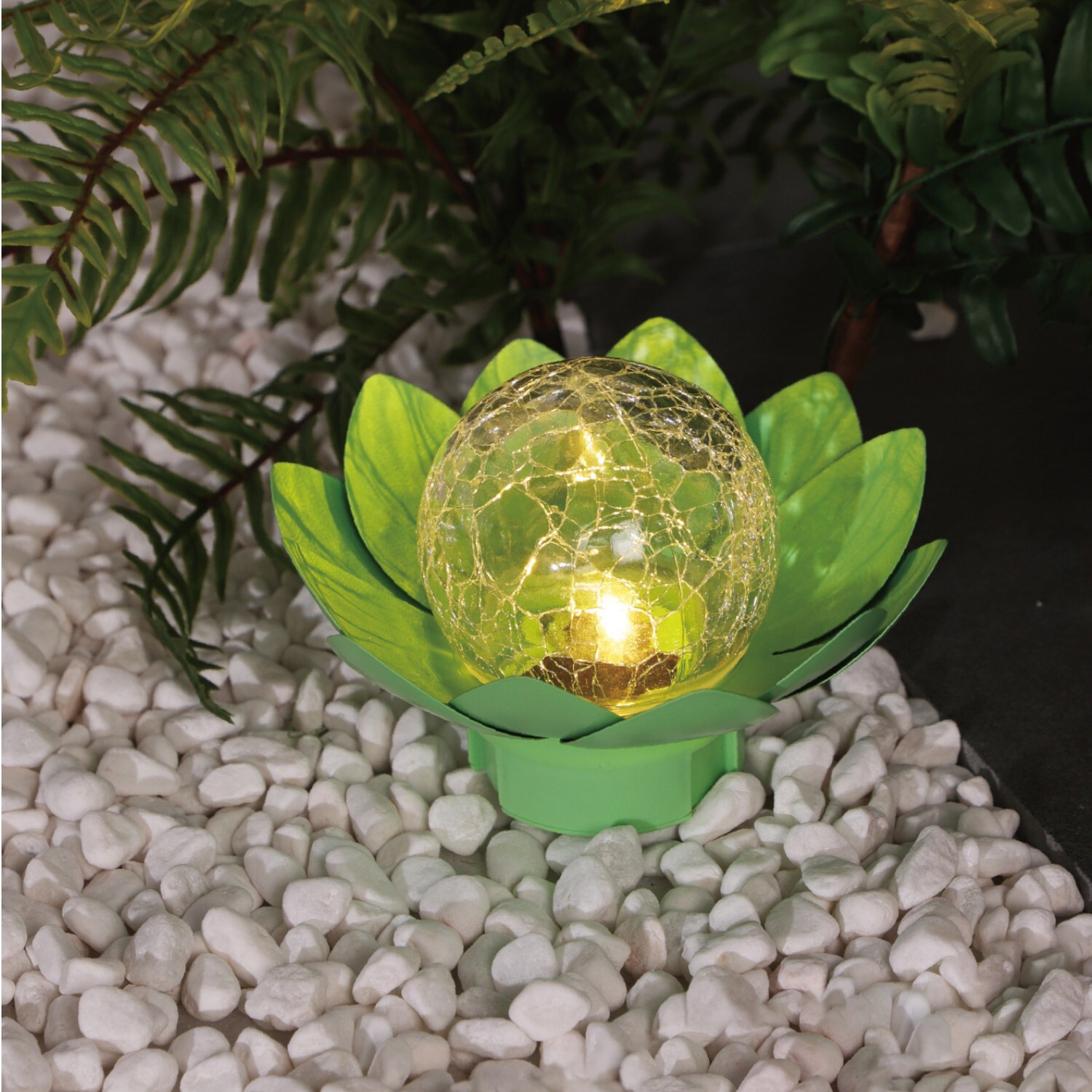 Solar Lotus Crackle Glass Light Image 7