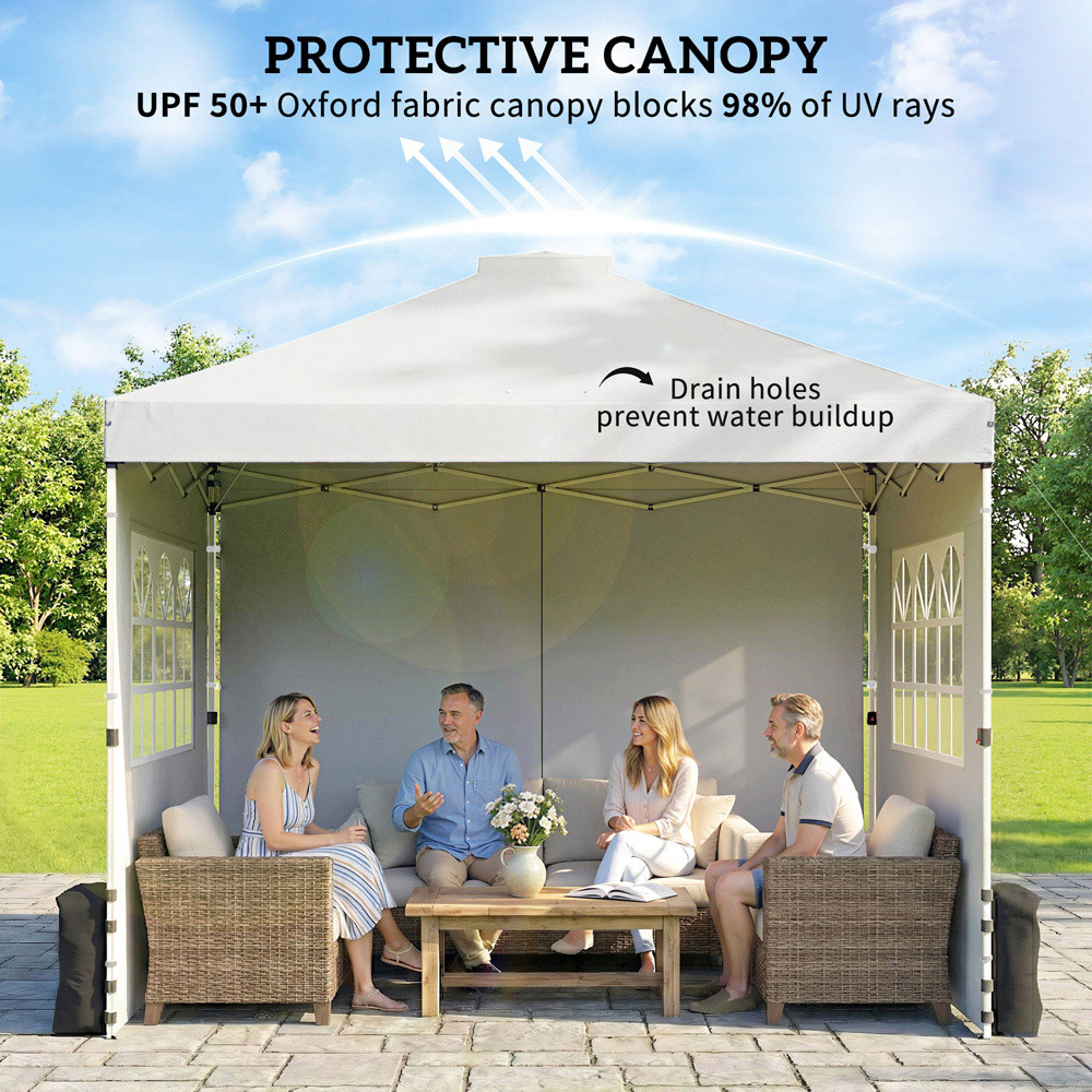 Outsunny 3 x 3m White Pop Up Canopy Adjustable Gazebo Image 4