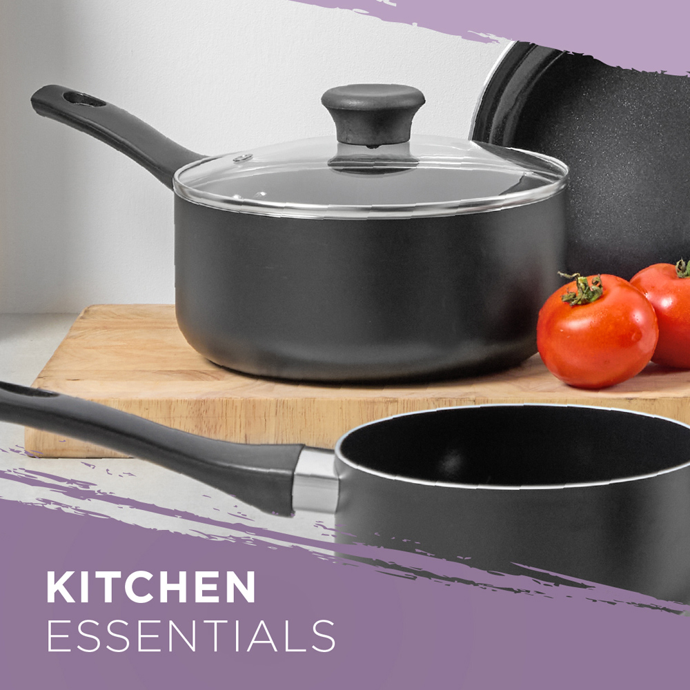 Blackmoor 20cm Black Ceramic Non-Stick Saucepan with Tempered Glass Lid Image 3