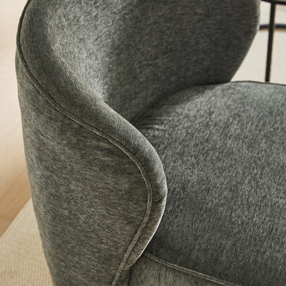 Living and Home Dark Green Upholstered Swivel Chair Image 5