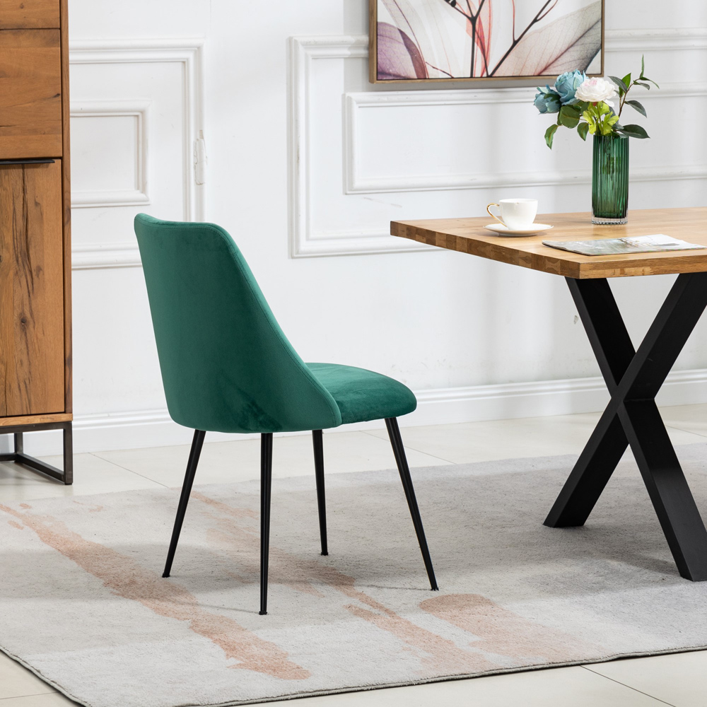 Artemis Home Morandi Set of 2 Green Velvet Dining Chair Image 5