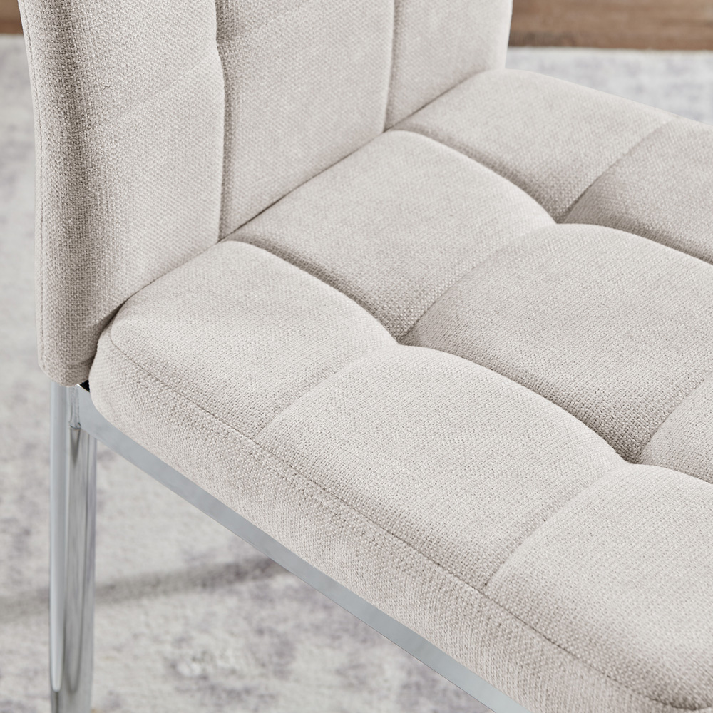 Furniturebox Valentina Set of 2 Cream and Silver Textured Weave Dining Chairs Image 2