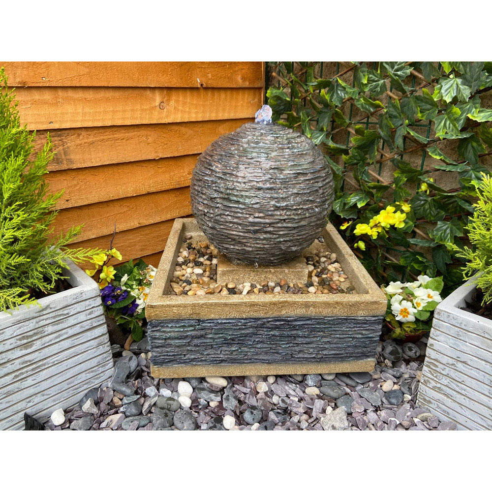 Tranquillity Compact Earth Stone Solar LED Water Feature Image 2