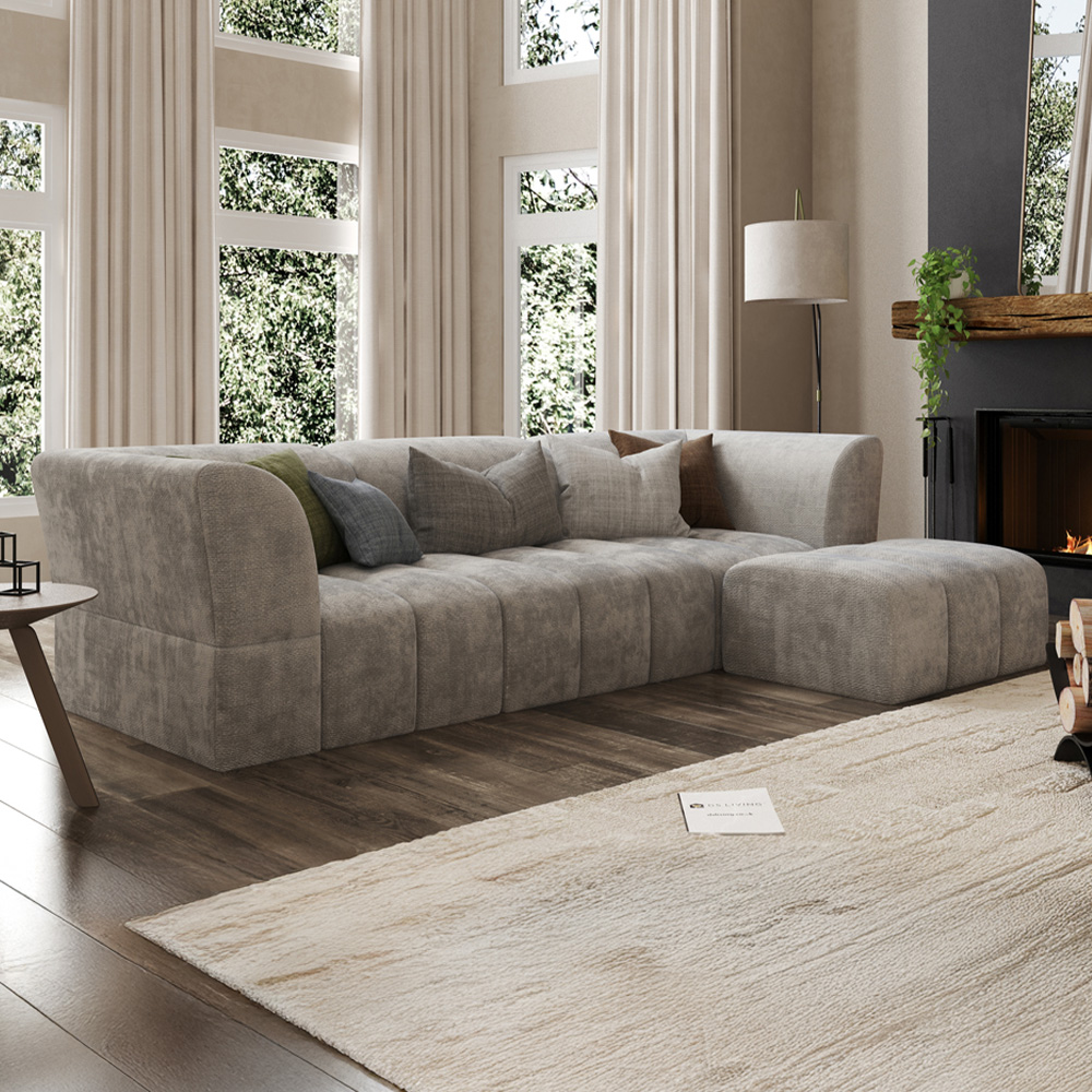 DS Living Lena 3 Seater Cream Fabric Sofa Image 1