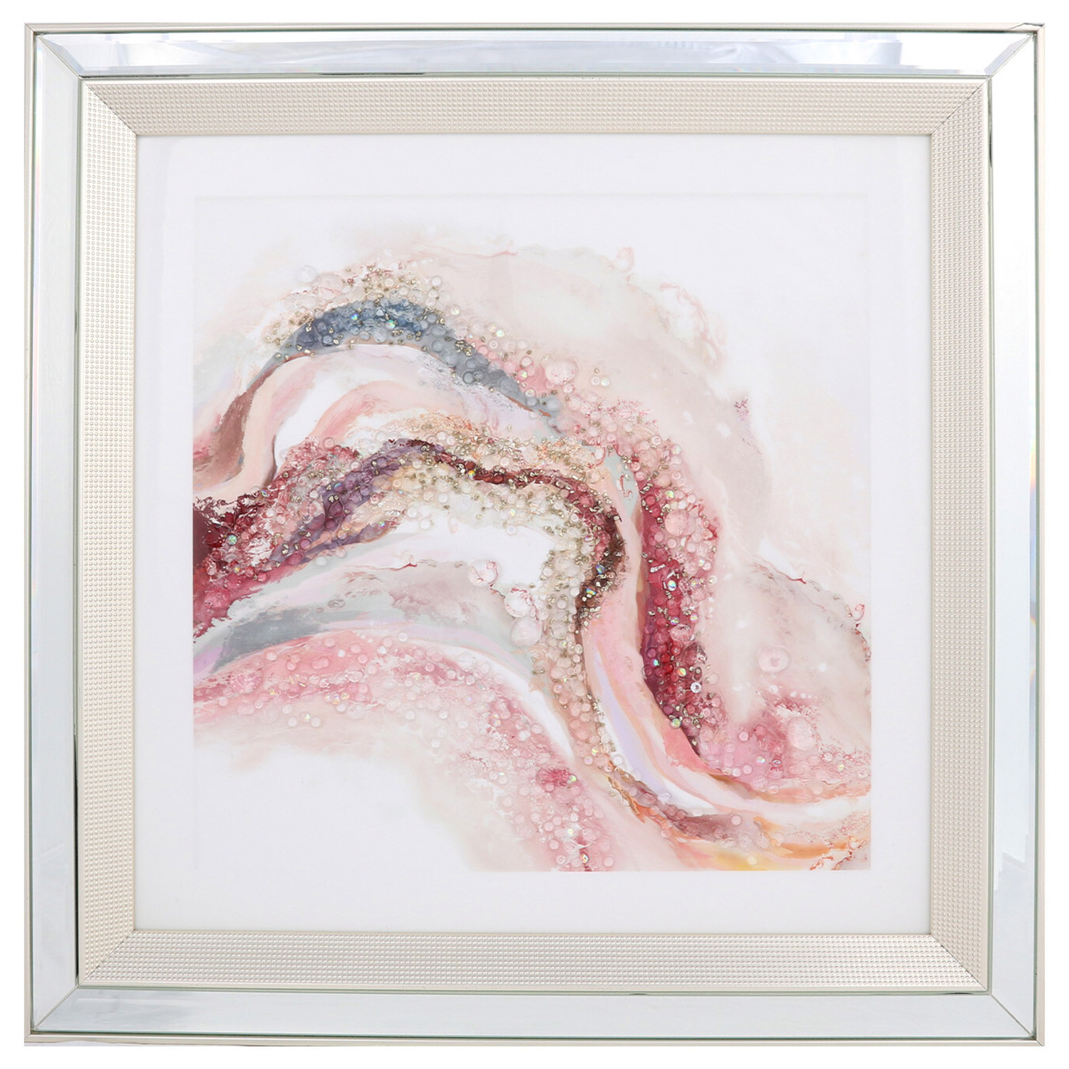 Pink Marble Effect Jewelled Framed Art Image 1