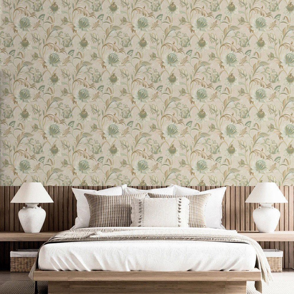 Holden Cecelia Jacobean Beige Green Wallpaper Image 3