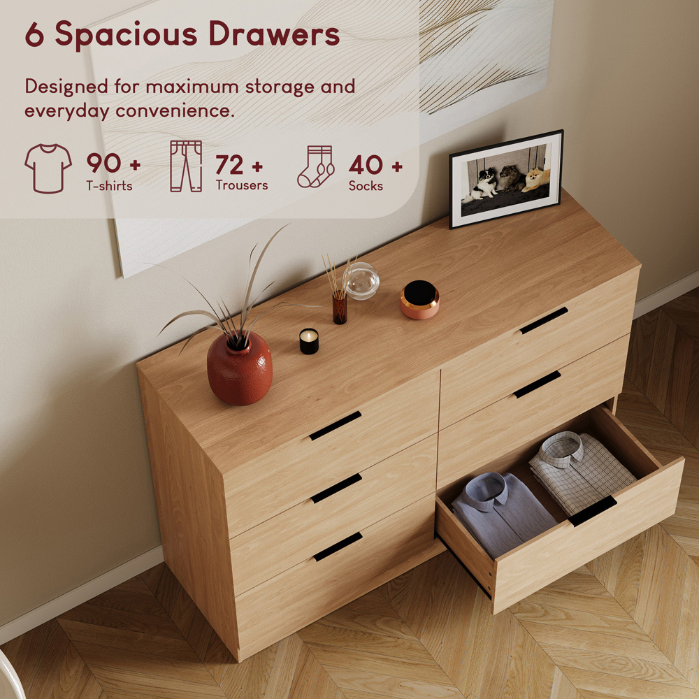VIDA DESIGNS Trega 6 Drawer Pine Chest of Drawers Image 6