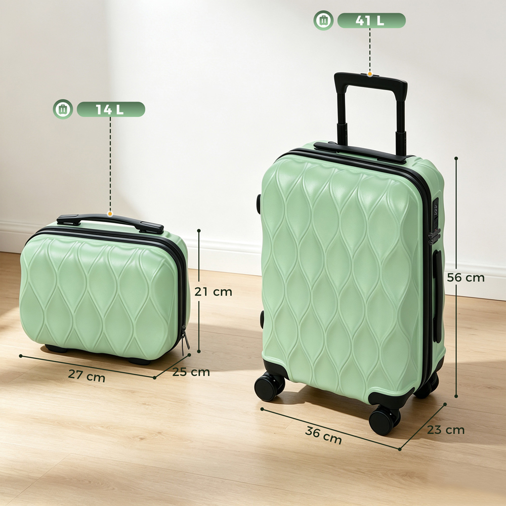 HOMCOM Set of 2 Green Hard Shell Luggage Suitcase with TSA Lock and USB Port Image 6