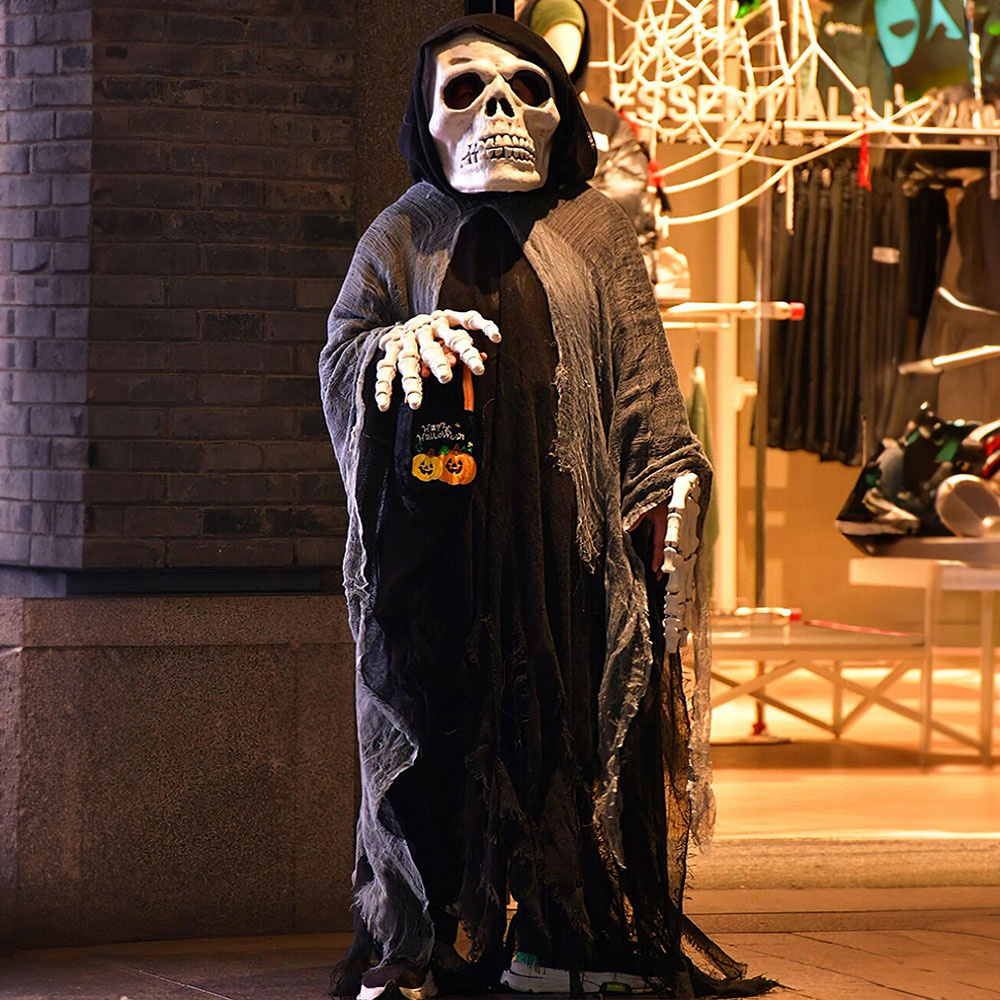 Living and Home Black Halloween Costume Cosplay Skeleton Cloak 185cm Image 6