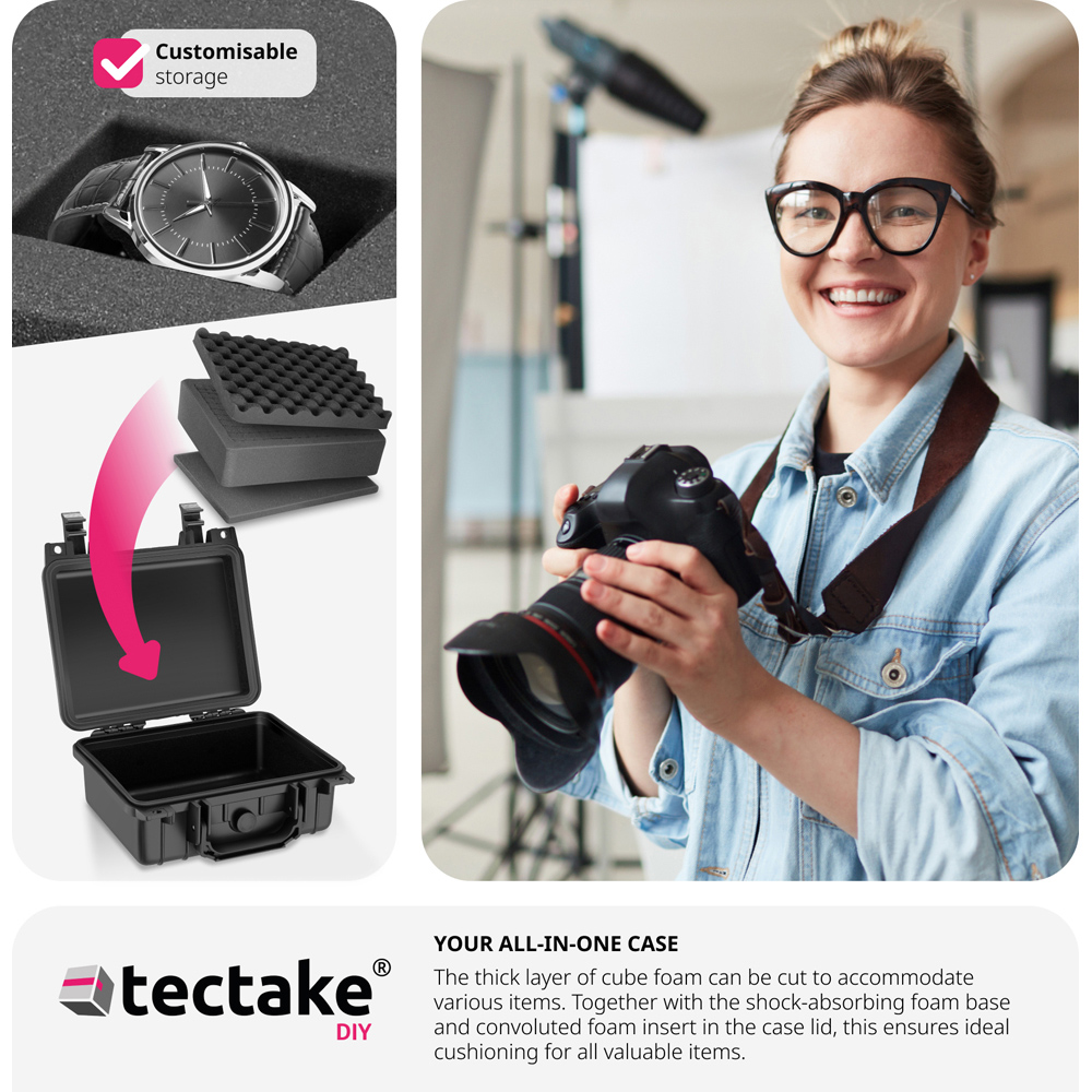 Tectake Small Black Hard Shell Waterproof Camera Case Image 7