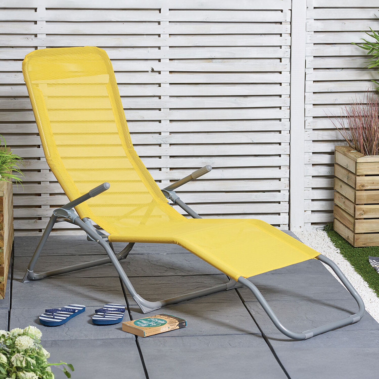 Outdoor Essentials Barcelona Lemon Sun Lounger Image 1