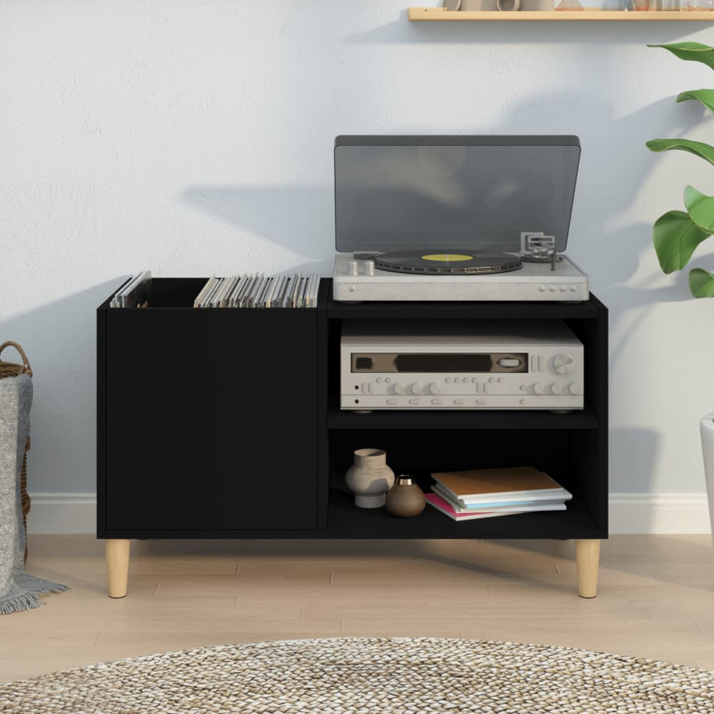 vidaXL 2 Shelf Black Record Cabinet Image 7