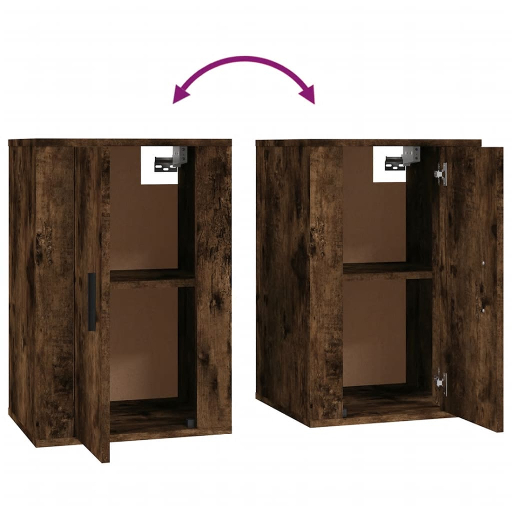 vidaXL Single Door Brown Smoked Oak Wall Mounted TV Cabinet Image 7