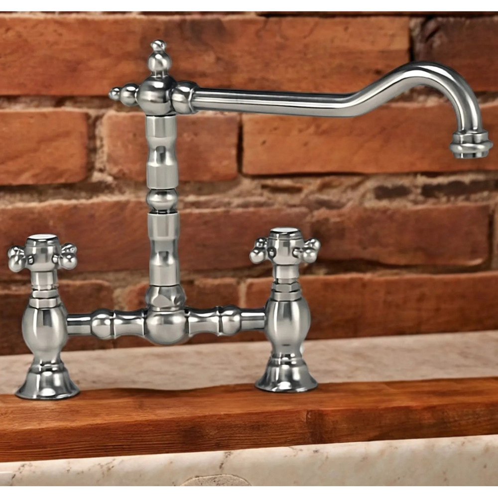 Piralla Baroq Antique Nickel Bridge Tap with Swivel Pout Image 2
