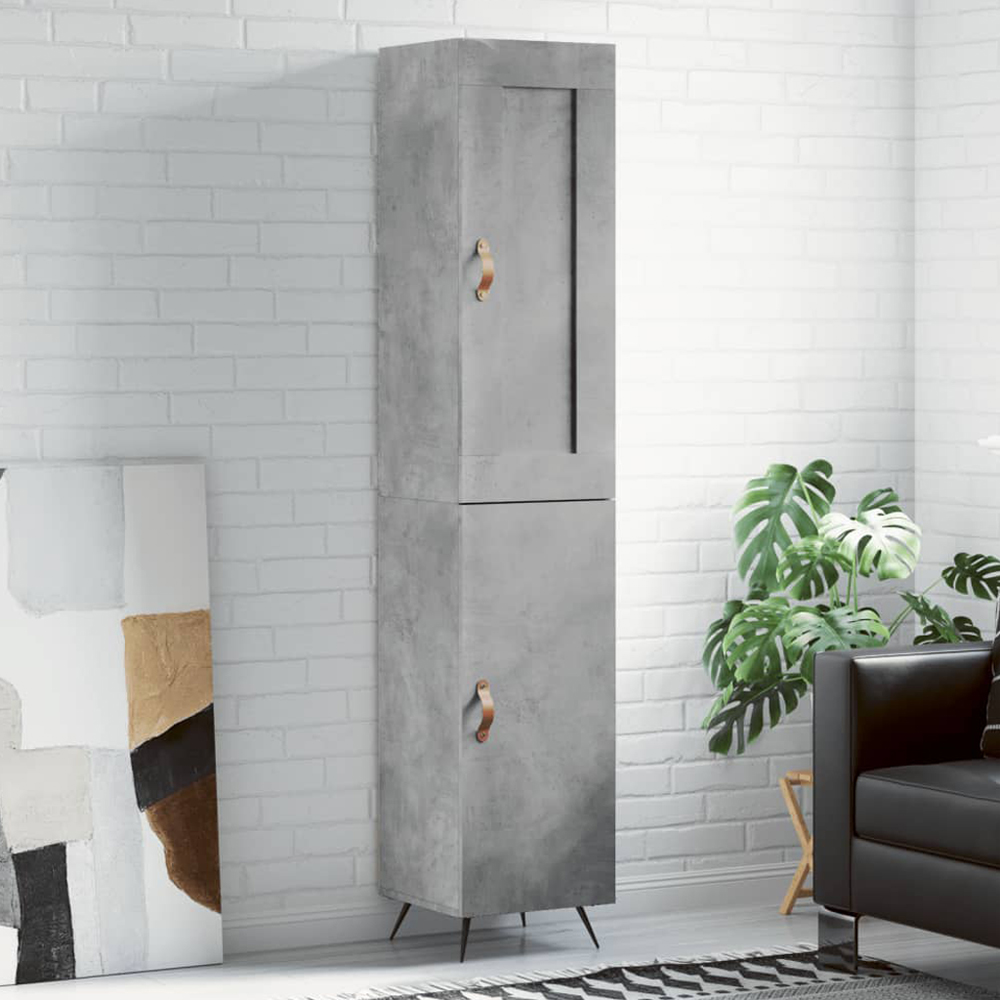 vidaXL 2 Door Concrete Grey Tall Highboard Image 1