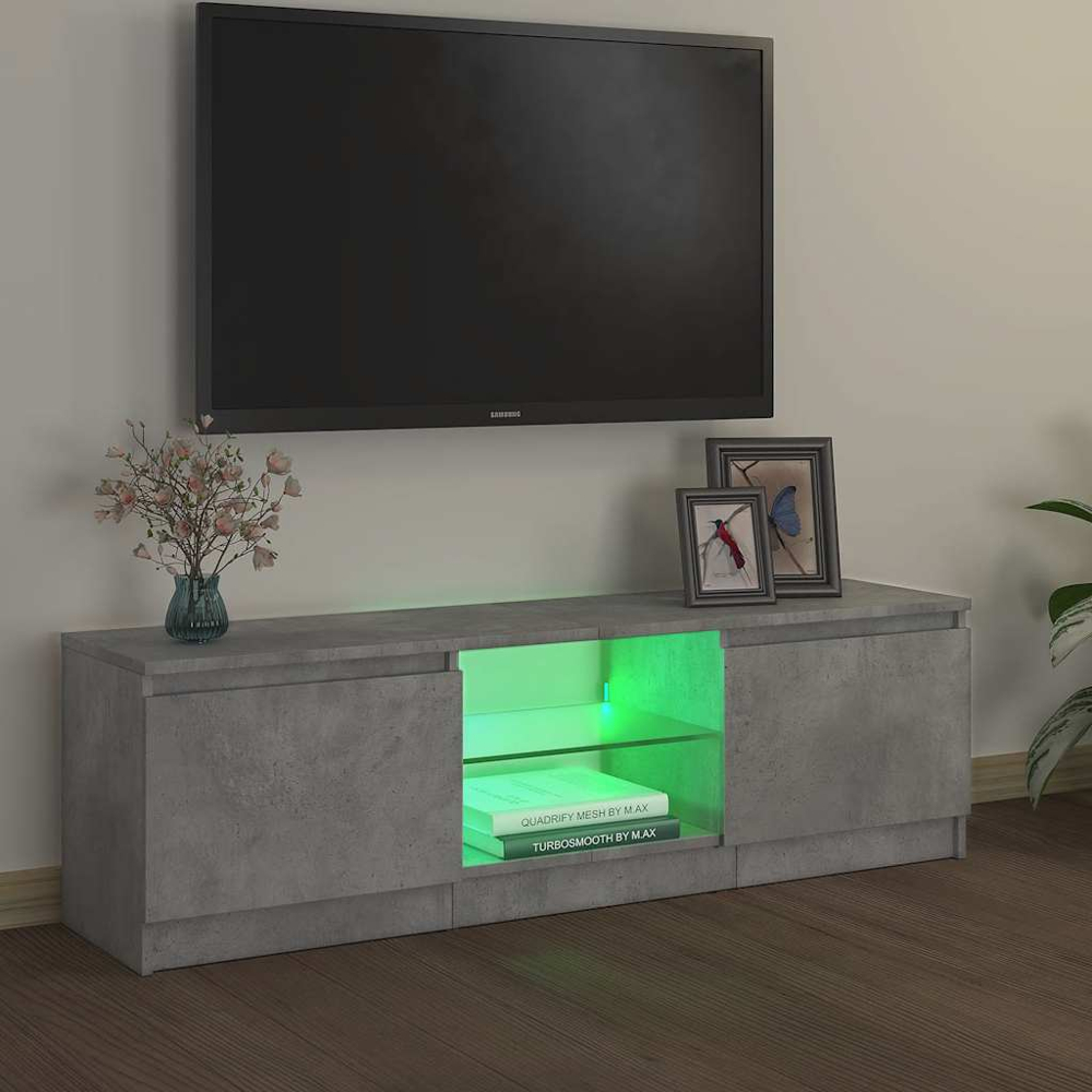 vidaXL 2 Door 2 Shelf Concrete Grey TV Cabinet with LED Lights Image 6