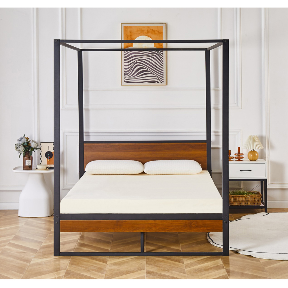 Flair Rockford Small Double Black 4 Poster Wood and Metal Bed Frame Image 4